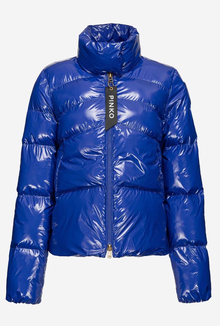 Blue Women's Pinko Padded Crystal Nylon Jackets | Ireland-71624939