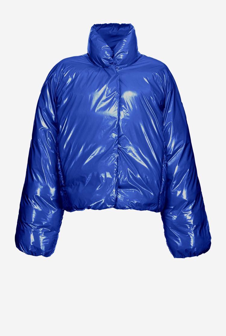 Blue Women's Pinko Padded Crystal Nylon Bomber Jackets | Ireland-75816429