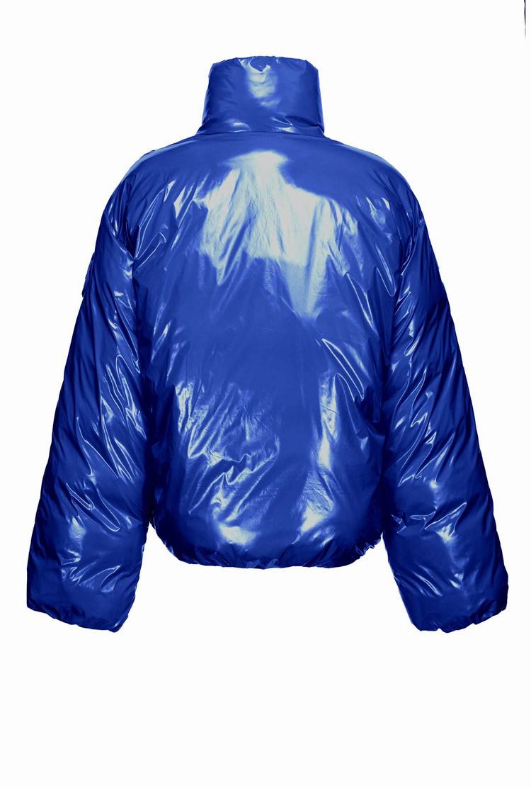 Blue Women's Pinko Padded Crystal Nylon Bomber Jackets | Ireland-75816429