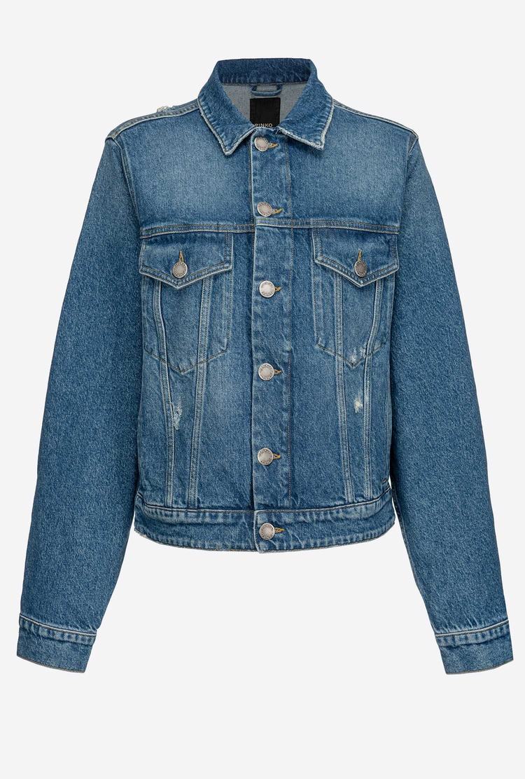 Blue Women's Pinko Recycled Denim Jackets | Ireland-01496759