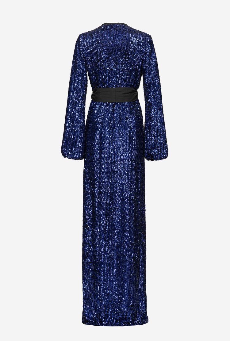 Blue Women's Pinko Sequinned Wraparound Dress | Ireland-96401389