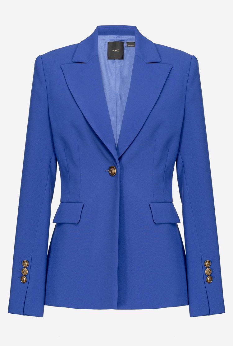 Blue Women's Pinko Single-breasted Stretch Blazers | Ireland-18569409