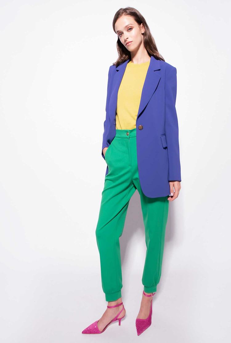 Blue Women's Pinko Single-breasted Stretch Crêpe Blazers | Ireland-90173859