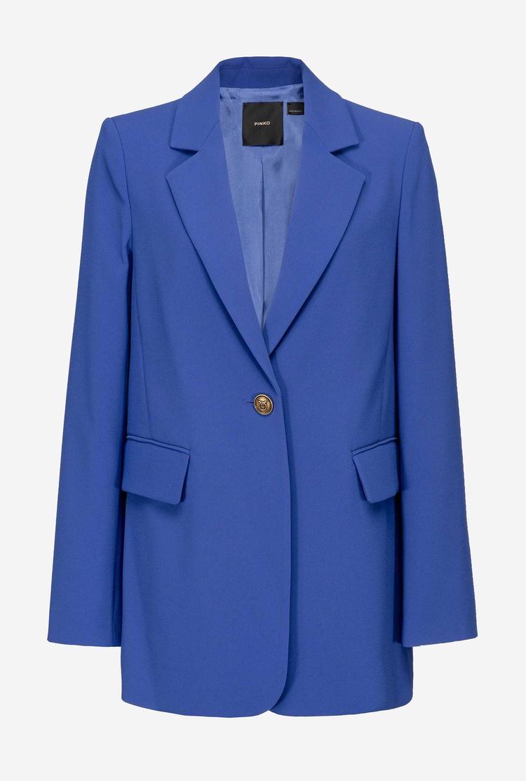 Blue Women's Pinko Single-breasted Stretch Crêpe Blazers | Ireland-90173859