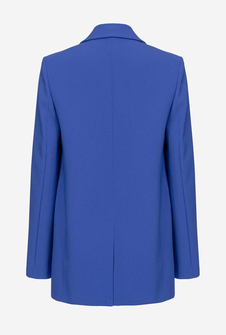 Blue Women's Pinko Single-breasted Stretch Crêpe Blazers | Ireland-90173859