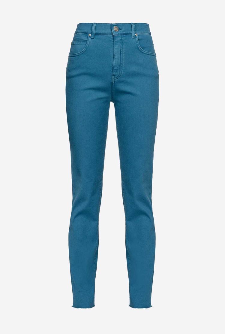 Blue Women's Pinko Slim-fit Cotton Bull Jeans | Ireland-41395789