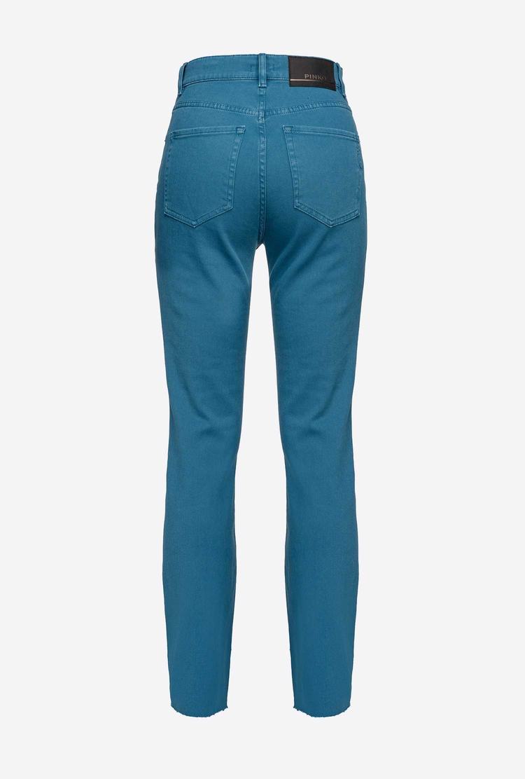 Blue Women's Pinko Slim-fit Cotton Bull Jeans | Ireland-41395789