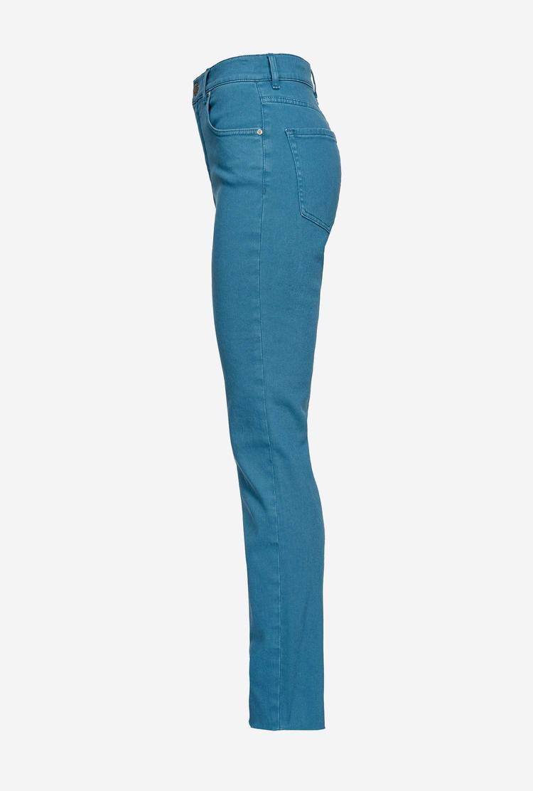 Blue Women's Pinko Slim-fit Cotton Bull Jeans | Ireland-41395789