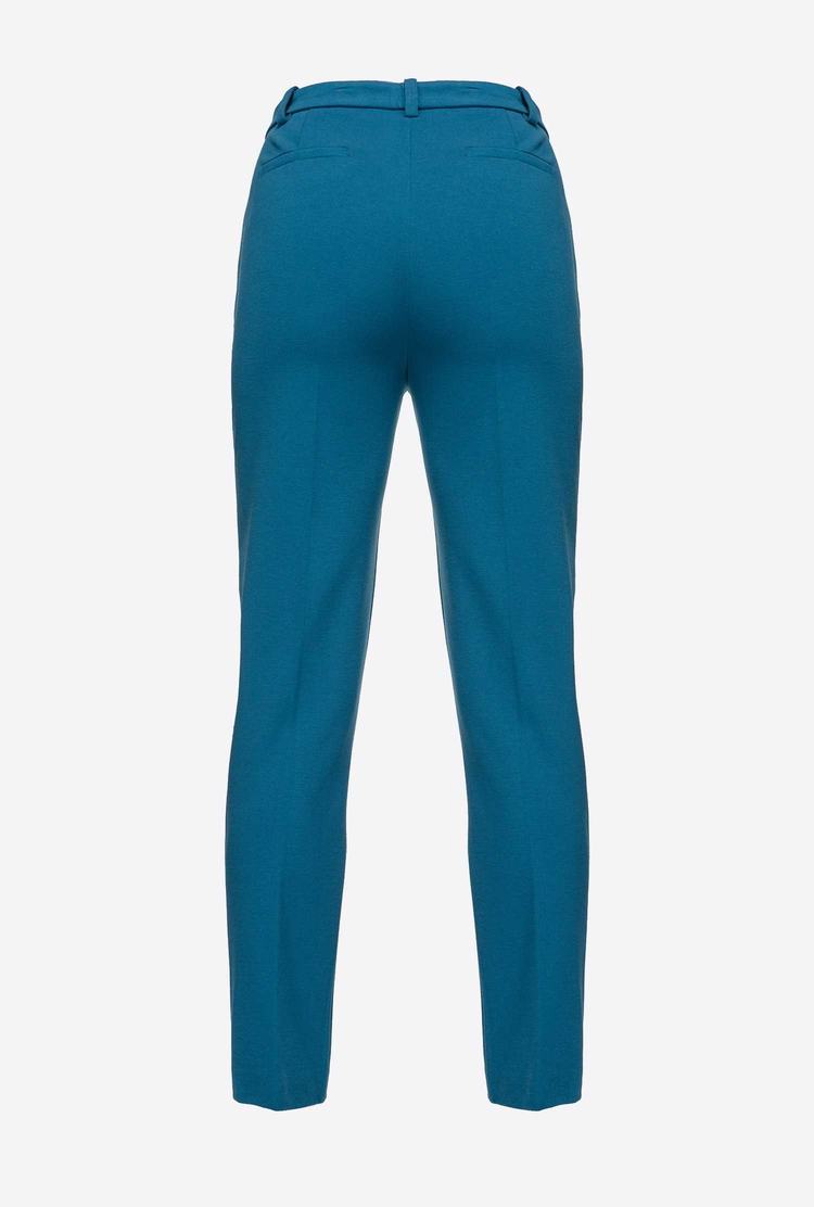 Blue Women's Pinko Slim-fit Monochrome Pants | Ireland-70231659