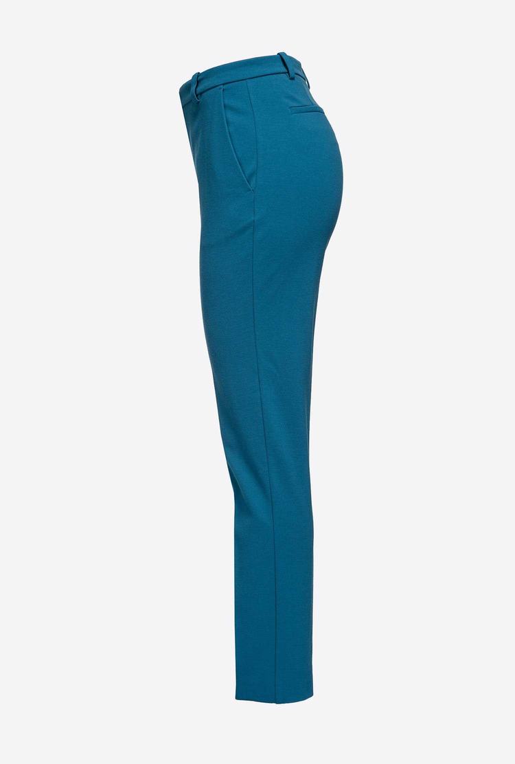 Blue Women's Pinko Slim-fit Monochrome Pants | Ireland-70231659