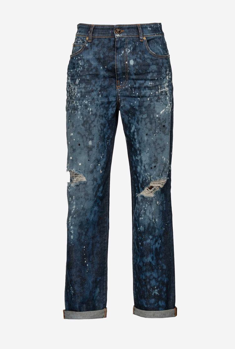 Blue Women's Pinko Spotted Boyfriend Jeans | Ireland-68430979