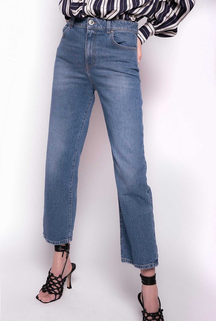 Blue Women's Pinko Straight-cut Recycled Denim Jeans | Ireland-31274509