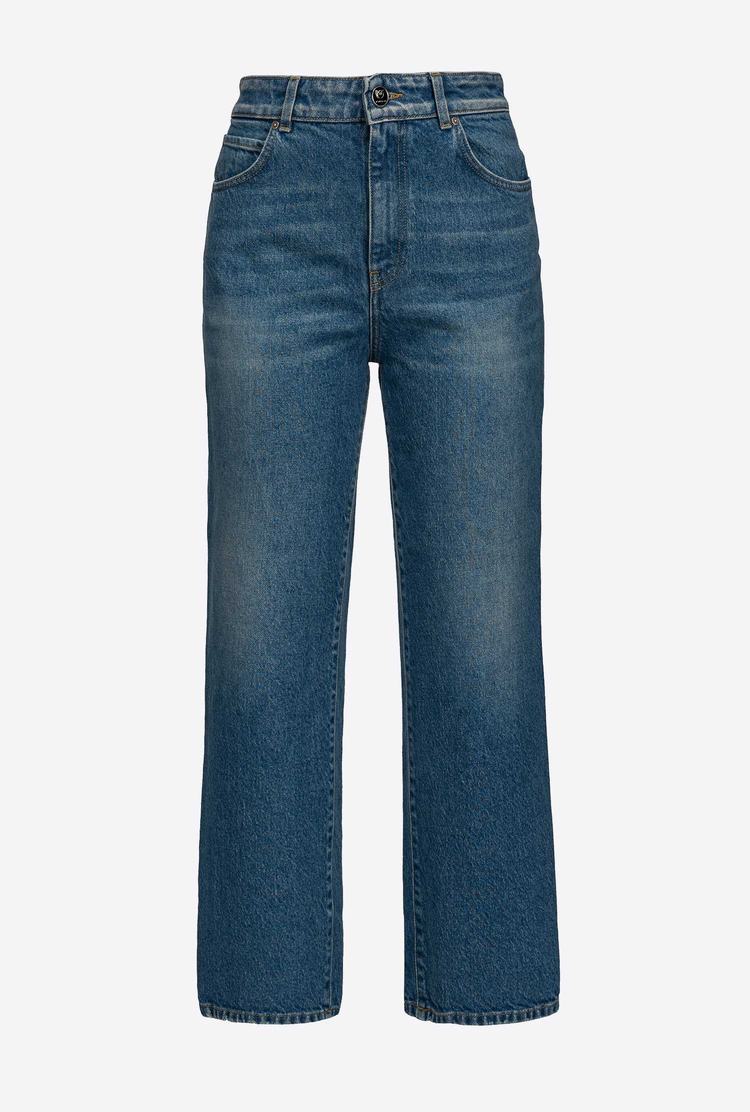 Blue Women's Pinko Straight-cut Recycled Denim Jeans | Ireland-31274509