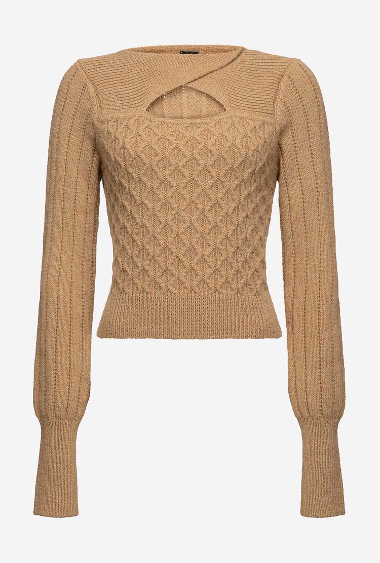 Brown Beige Women's Pinko Cut-out Detailing Pullover | Ireland-03947259