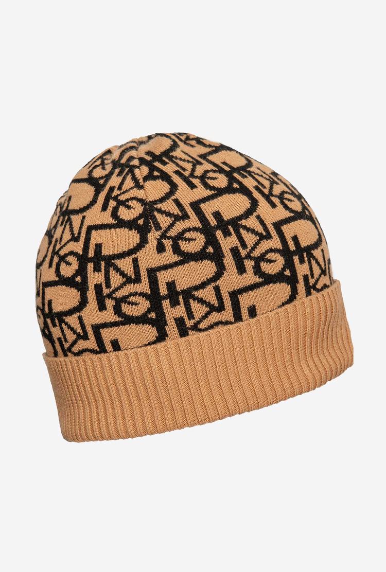 Brown/Black Women's Pinko Cashmere Jacquard Beanie | Ireland-80675929