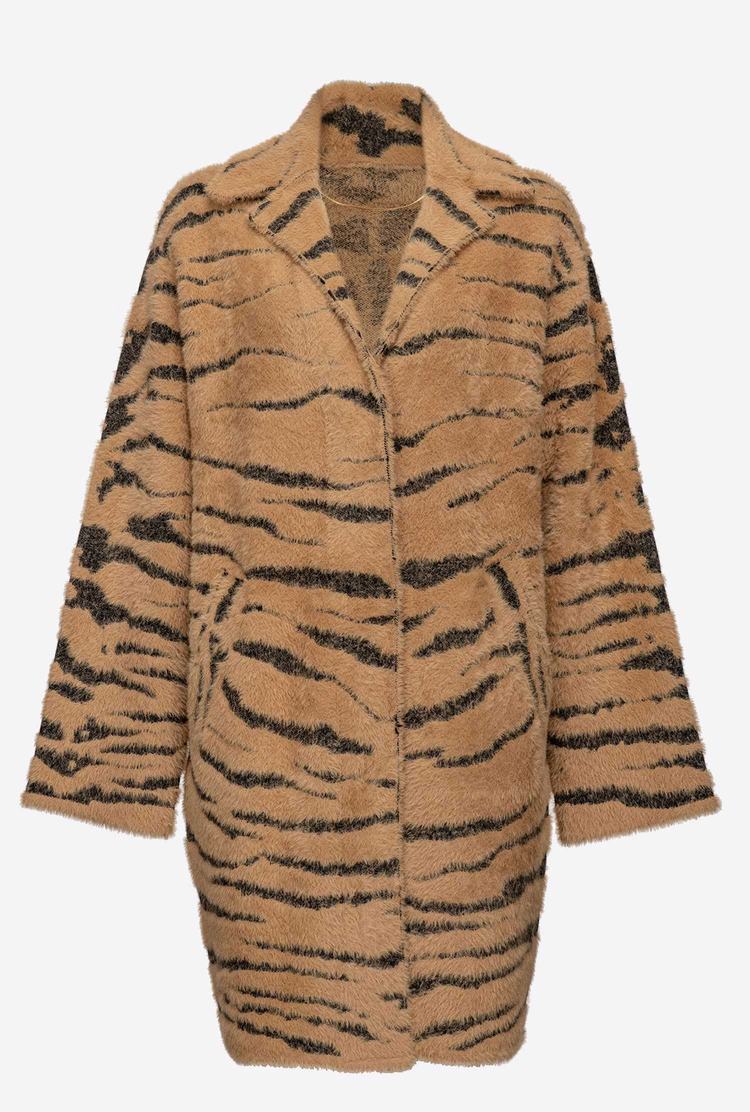 Brown/Black Women's Pinko Tiger Print Coats | Ireland-96413879