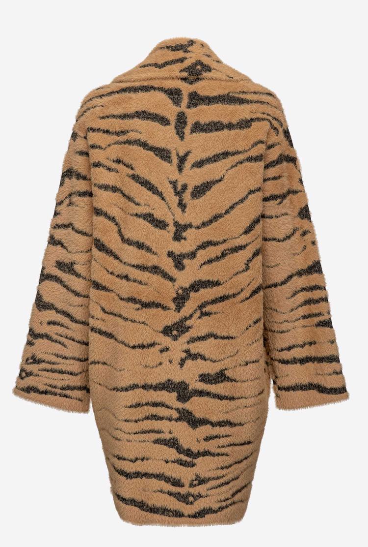 Brown/Black Women's Pinko Tiger Print Coats | Ireland-96413879