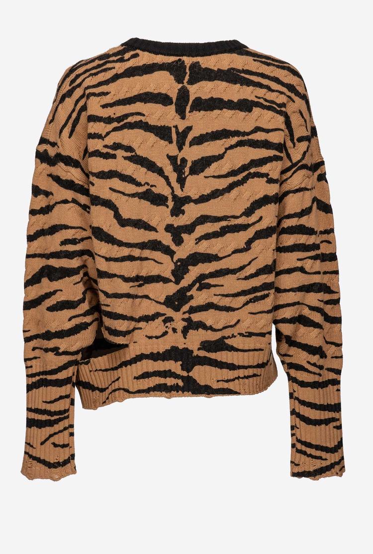 Brown/Black Women's Pinko Tiger Print Pullover | Ireland-75320849