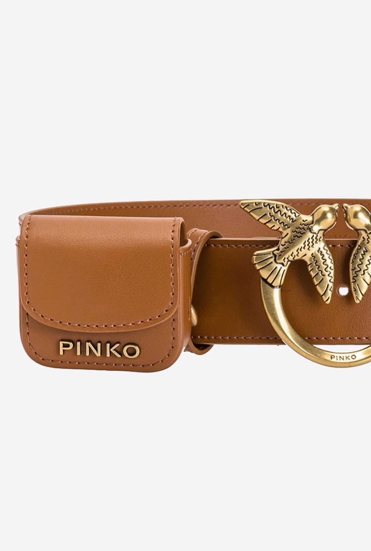 Brown Gold Women's Pinko Coin Pocket Belts | Ireland-15879639