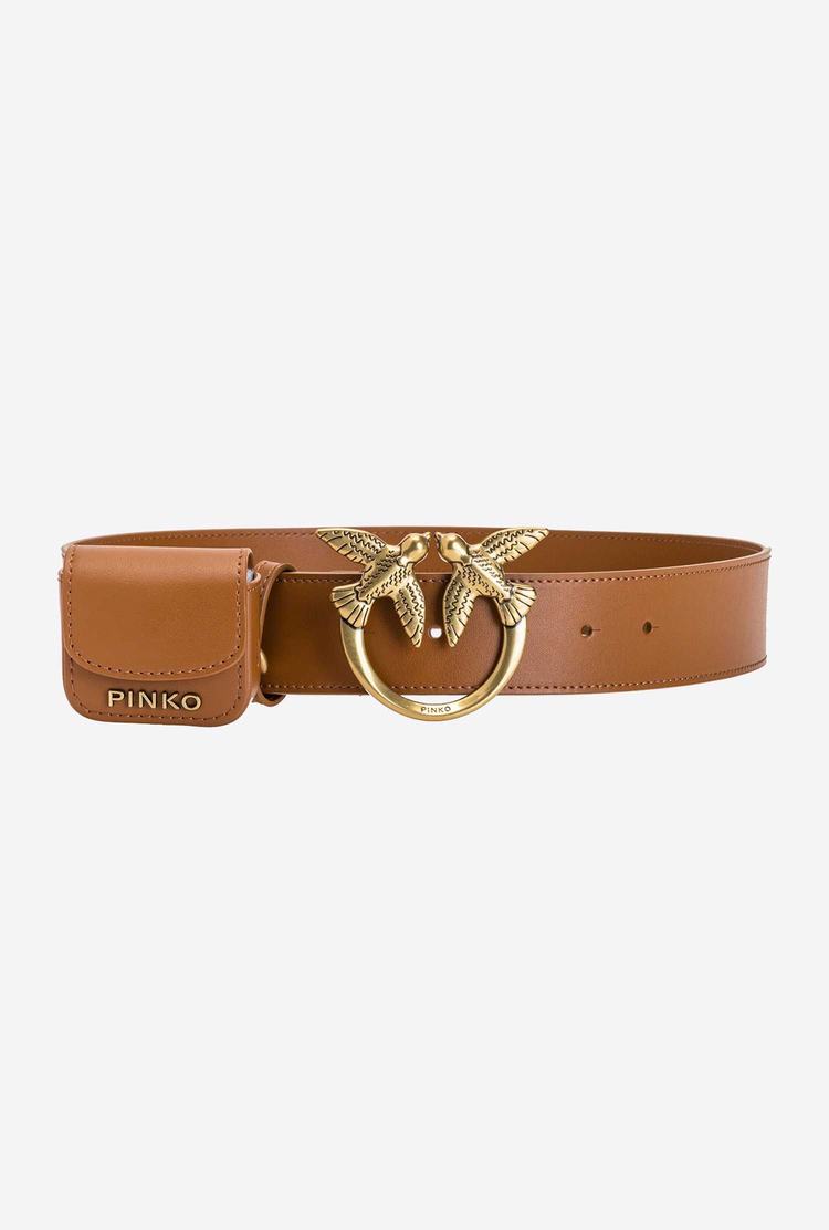 Brown Gold Women\'s Pinko Coin Pocket Belts | Ireland-15879639