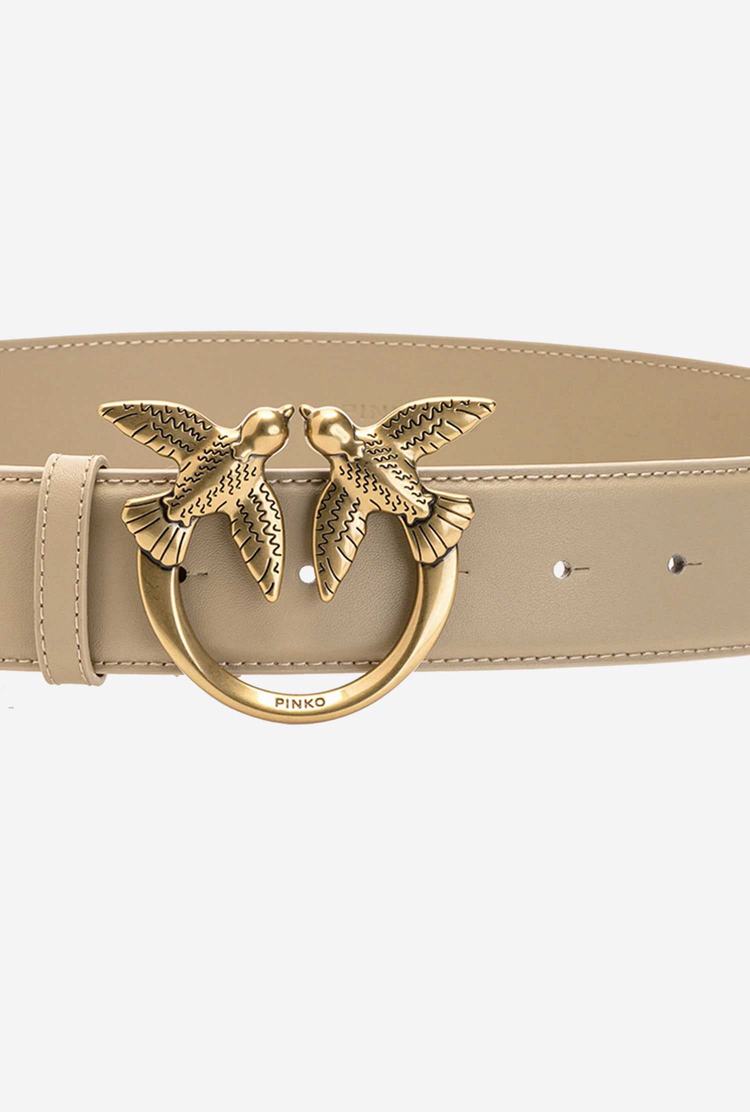 Brown Gold Women's Pinko Love Birds Leather Belts | Ireland-45862919