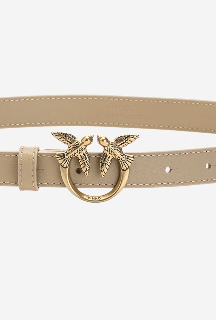 Brown Gold Women's Pinko Love Birds Thin Leather Belts | Ireland-68795019