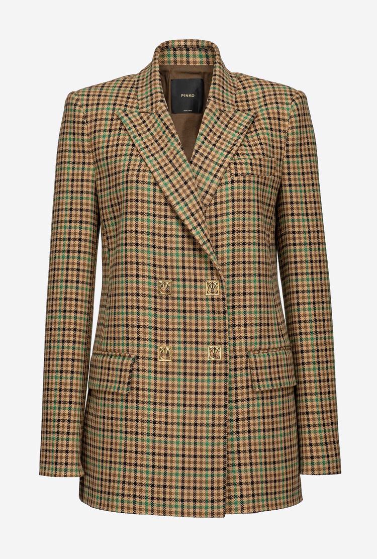 Brown/Light Green Women's Pinko Check Blazers | Ireland-65837109