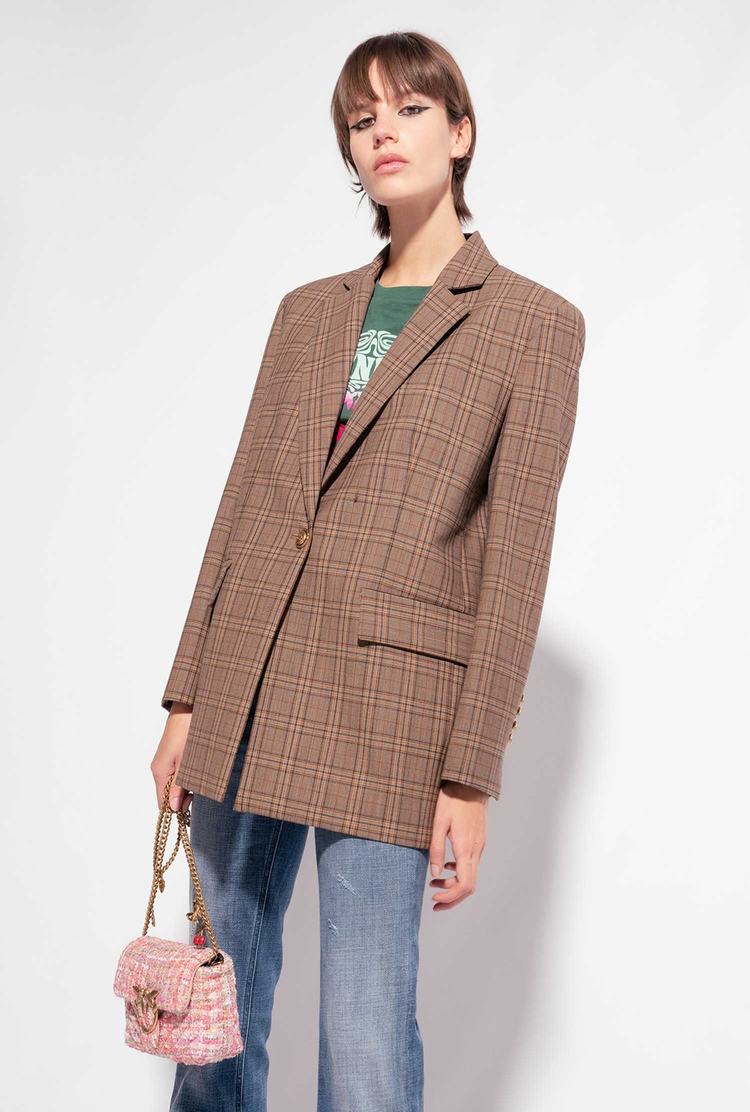 Brown Women's Pinko Check Blazers | Ireland-12039859