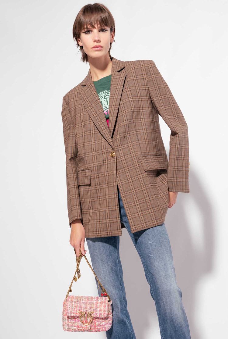 Brown Women\'s Pinko Check Blazers | Ireland-12039859