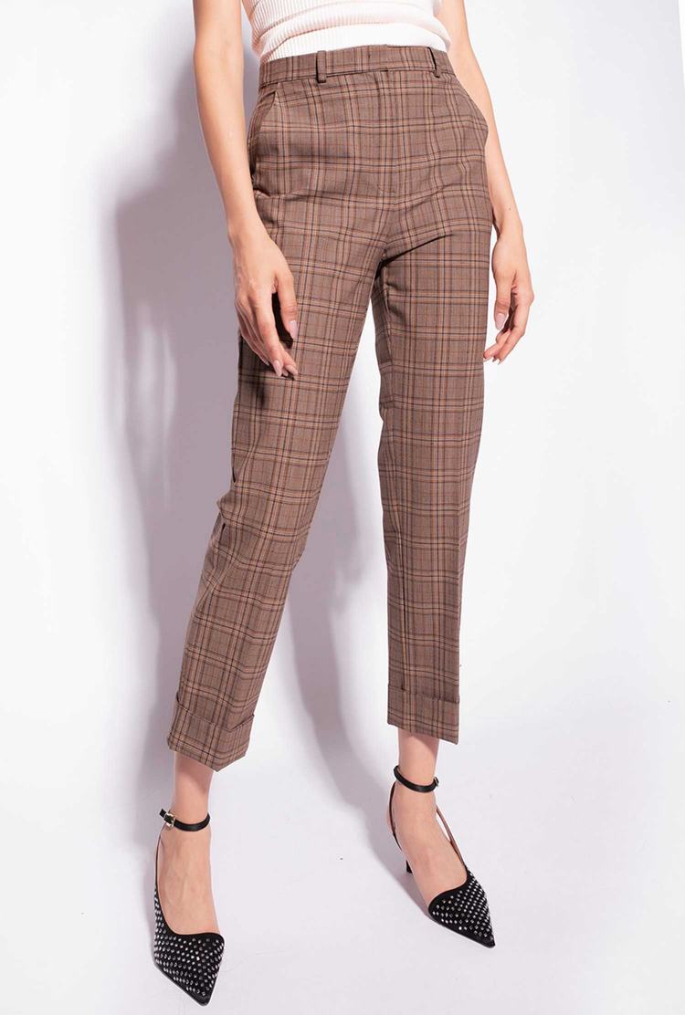 Brown Women's Pinko Chequered Pants | Ireland-20897659