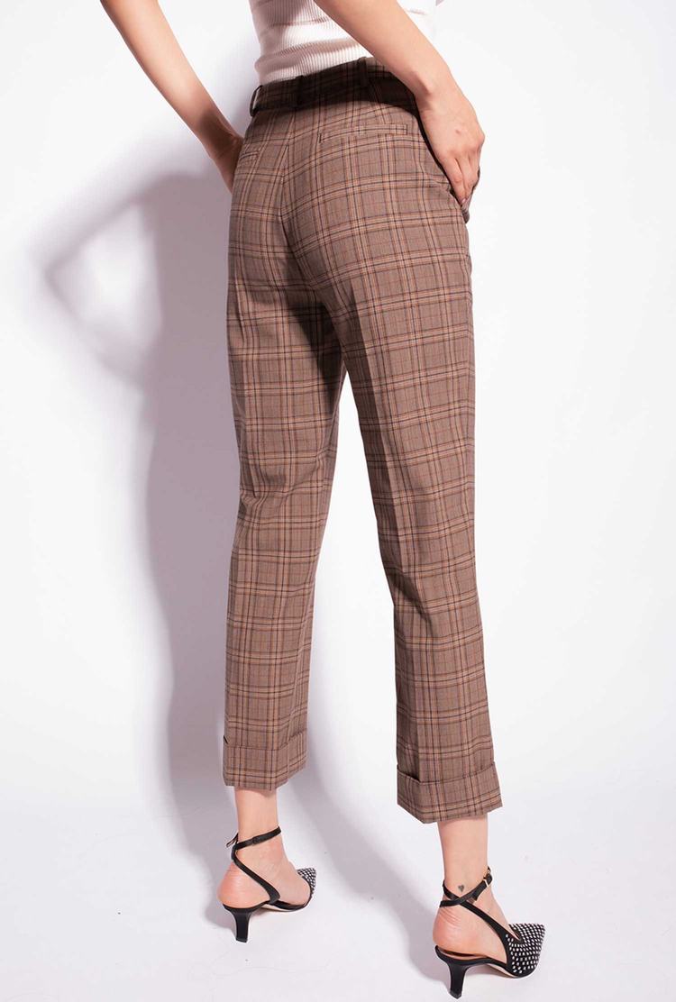 Brown Women's Pinko Chequered Pants | Ireland-20897659