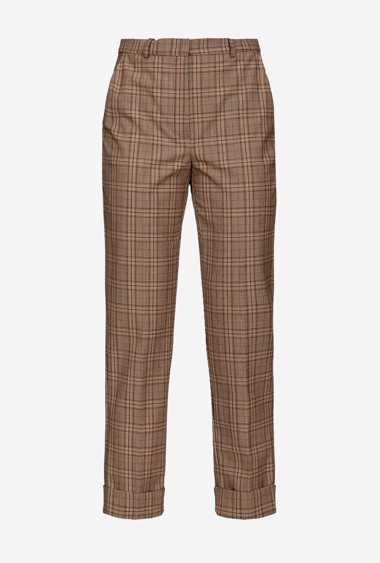 Brown Women's Pinko Chequered Pants | Ireland-20897659