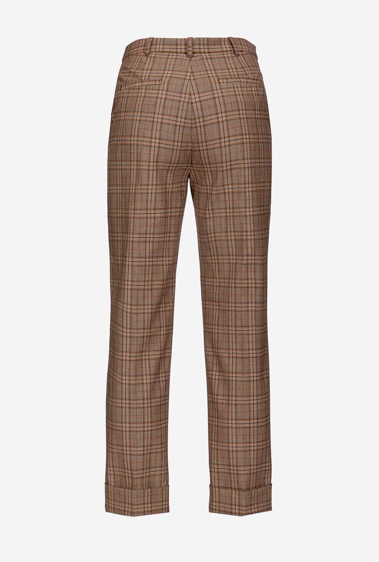 Brown Women's Pinko Chequered Pants | Ireland-20897659