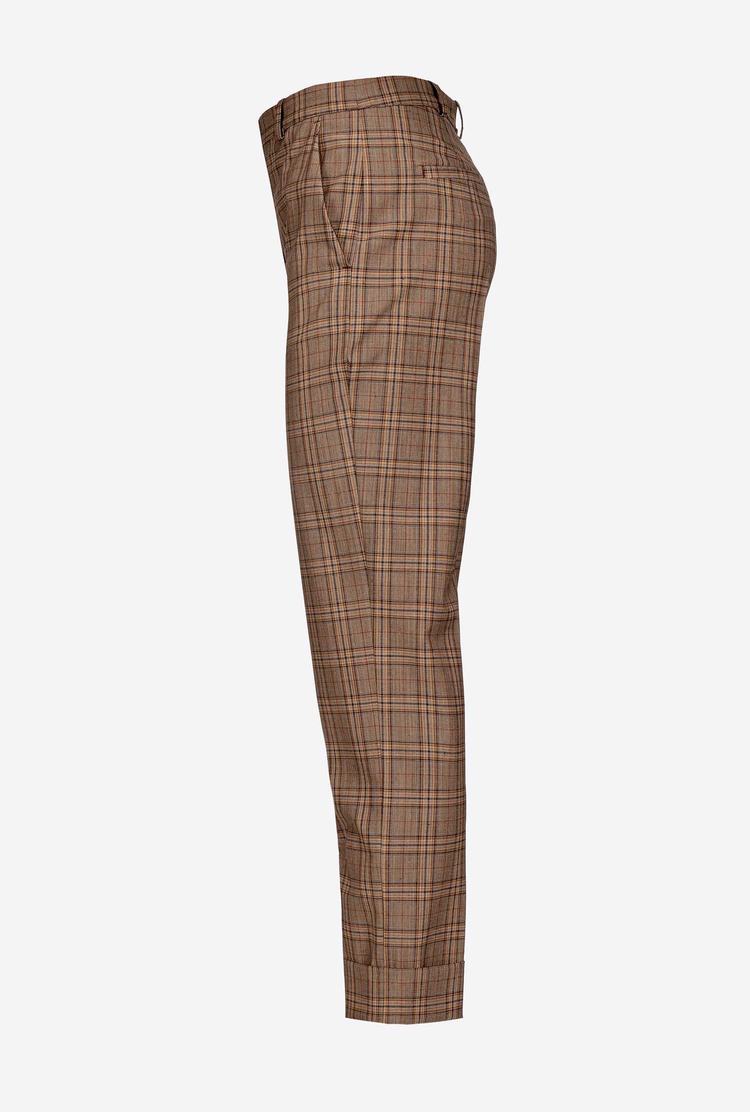 Brown Women's Pinko Chequered Pants | Ireland-20897659