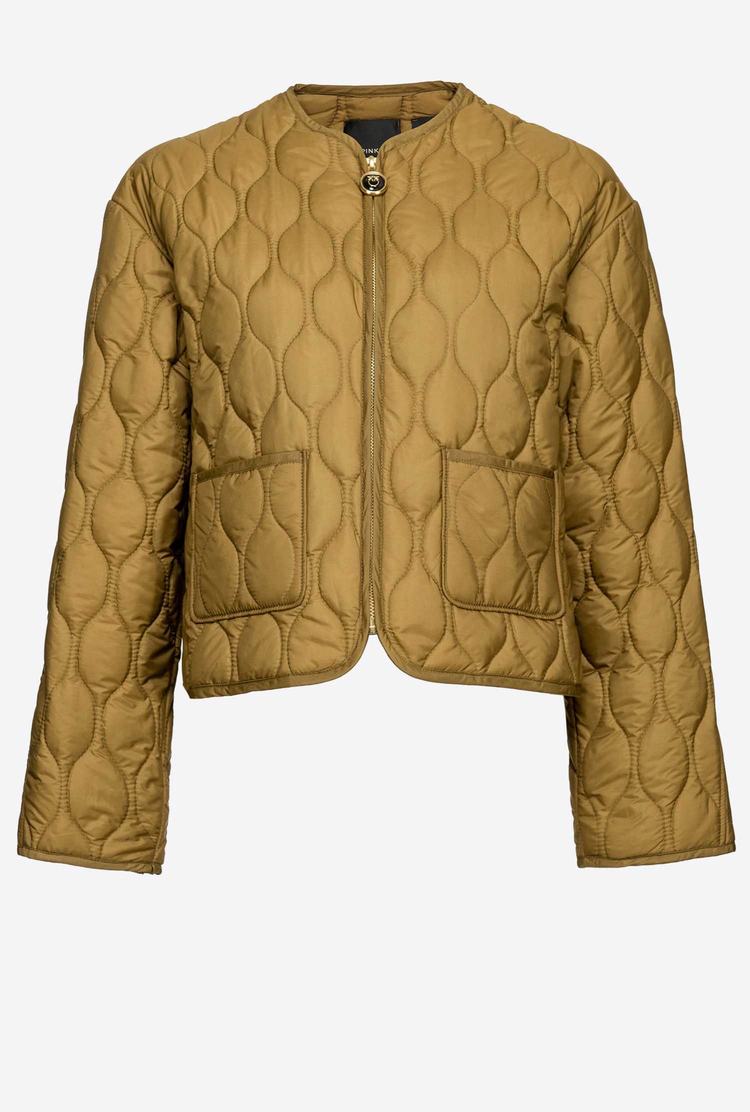 Brown Women's Pinko Cropped Quilted Coats | Ireland-21960759