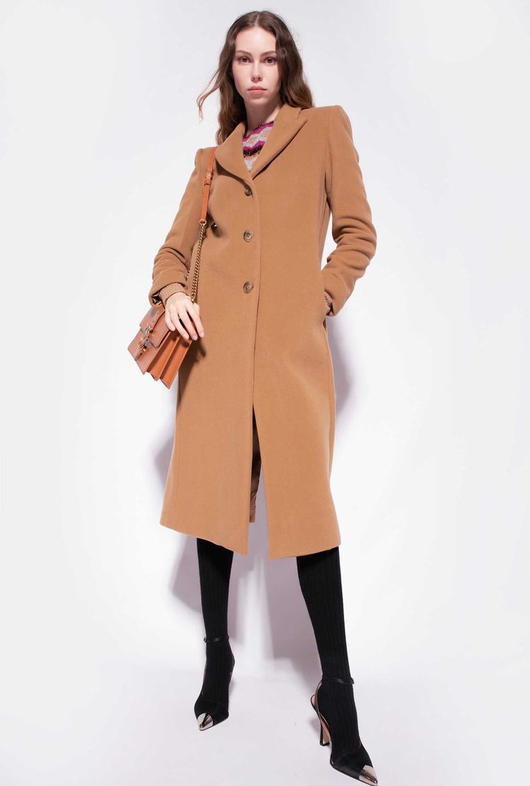 Brown Women\'s Pinko Long Fabric Coats | Ireland-34675199