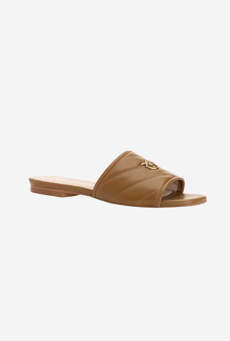 Brown Women's Pinko Nappa Slippers | Ireland-07693429