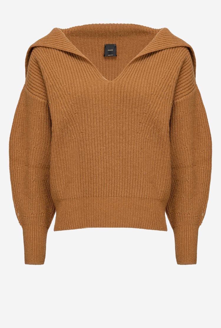 Brown Women's Pinko Wide-neck Pullover | Ireland-13540969