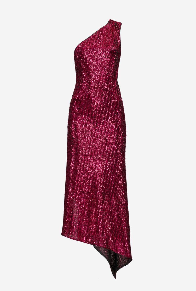 Burgundy Women's Pinko Fully Sequinned Dress | Ireland-95748029