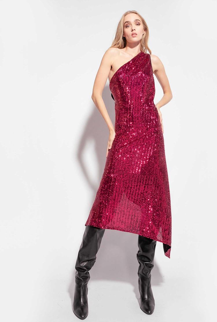 Burgundy Women\'s Pinko Fully Sequinned Dress | Ireland-95748029