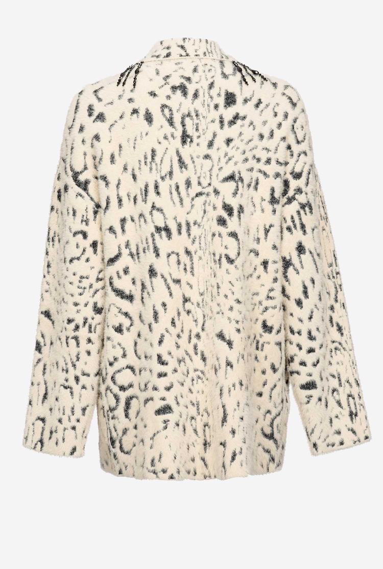 Cream/Black Women's Pinko Animal-print Faux Fur Jackets | Ireland-83506299