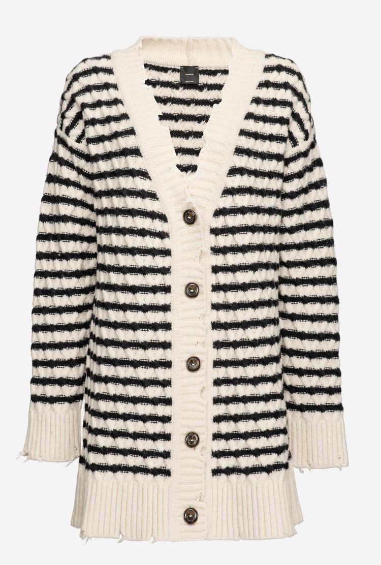 Cream/Black Women's Pinko Fancy-striped Cardigan | Ireland-12736049