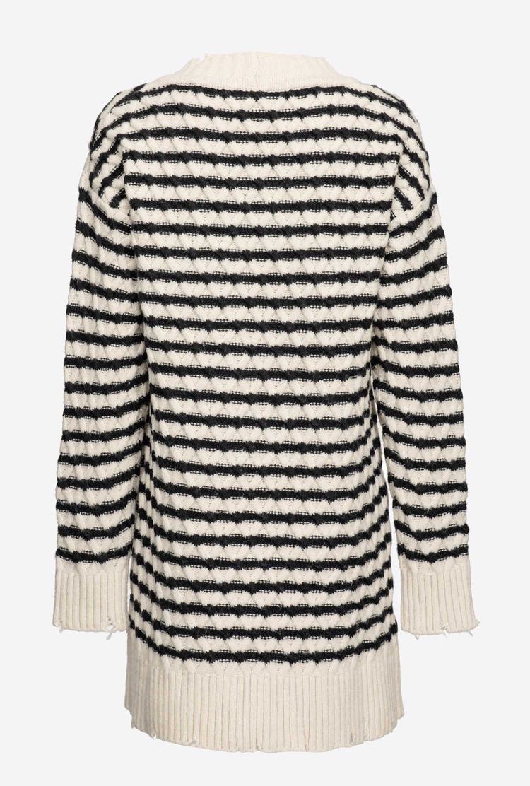 Cream/Black Women's Pinko Fancy-striped Cardigan | Ireland-12736049