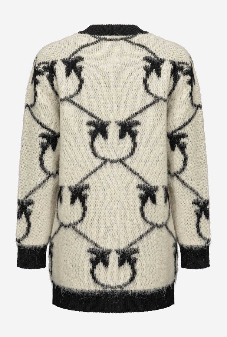 Cream/Black Women's Pinko Monogram Jacquard Cardigan | Ireland-23165409