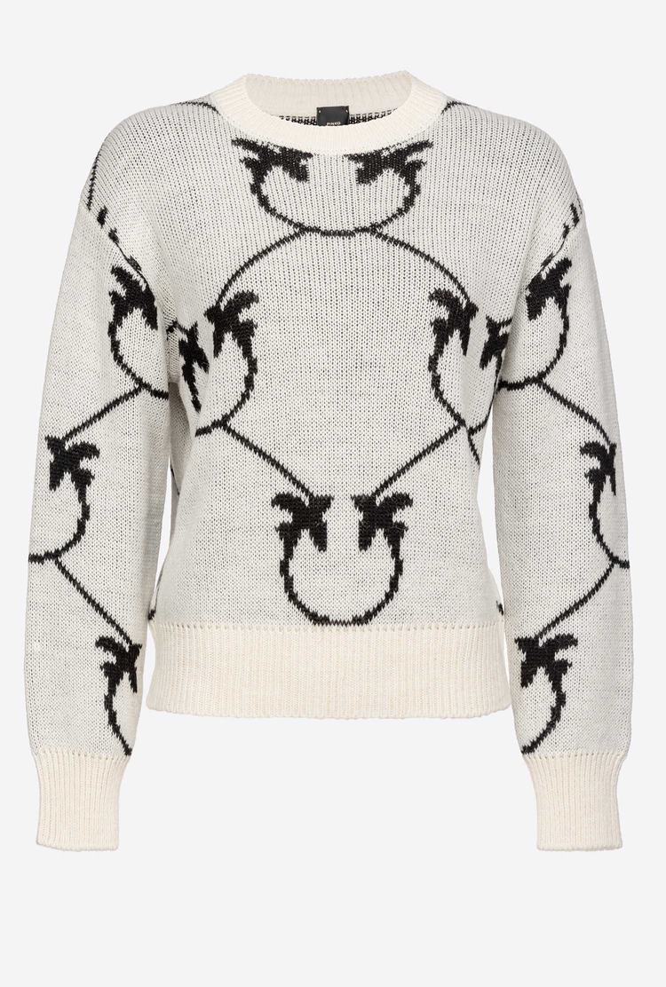 Cream/Black Women's Pinko Monogram Jacquard Pullover | Ireland-38960459