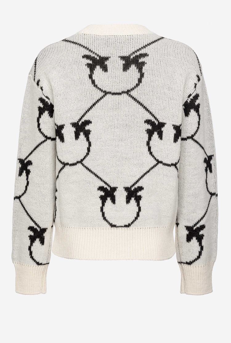 Cream/Black Women's Pinko Monogram Jacquard Pullover | Ireland-38960459