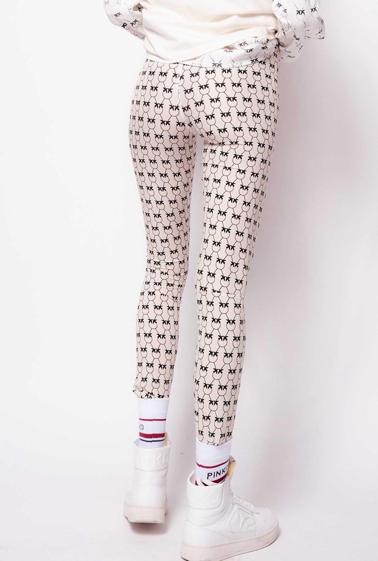 Cream/Black Women's Pinko Monogram Pants | Ireland-97328609