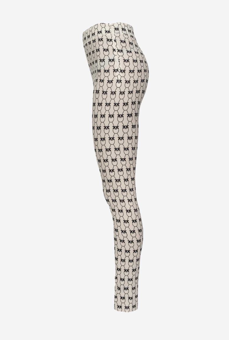 Cream/Black Women's Pinko Monogram Pants | Ireland-97328609