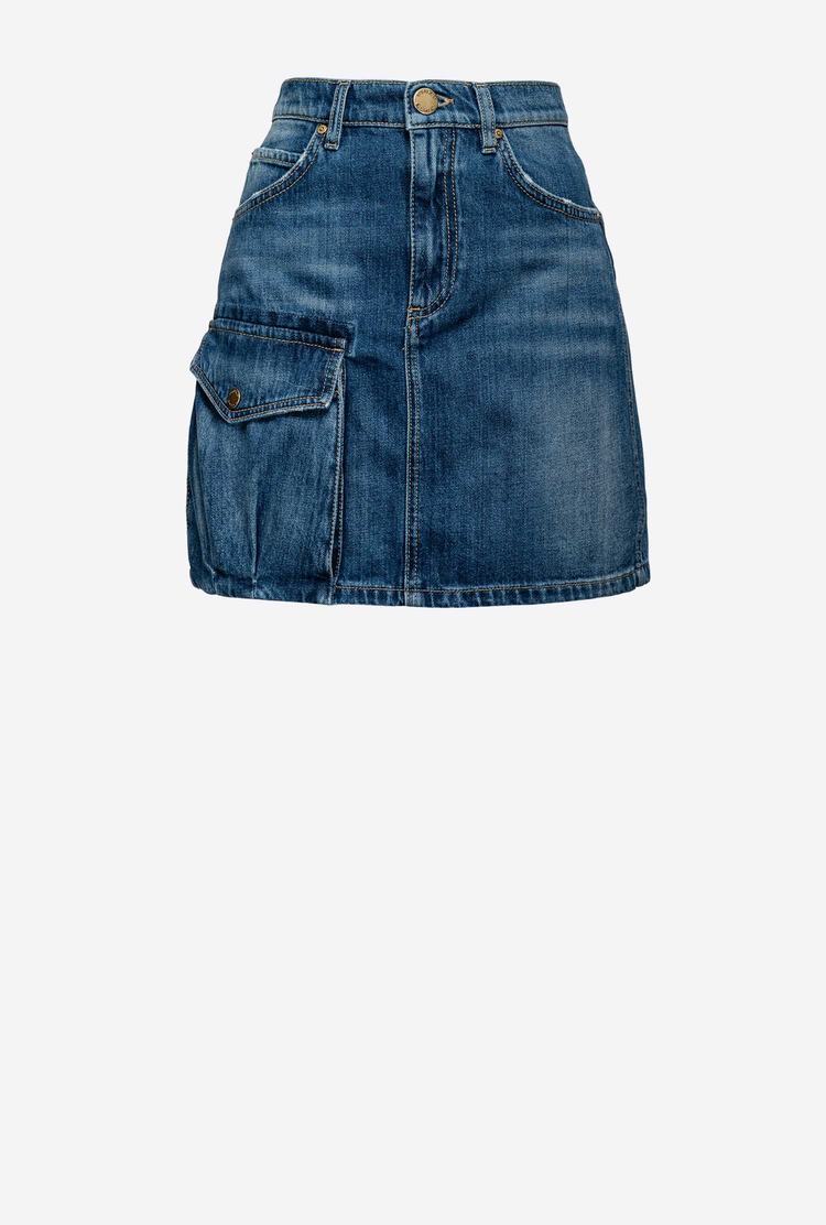 Dark Blue Women's Pinko Cargo-style Denim Mini Skirts | Ireland-89206759