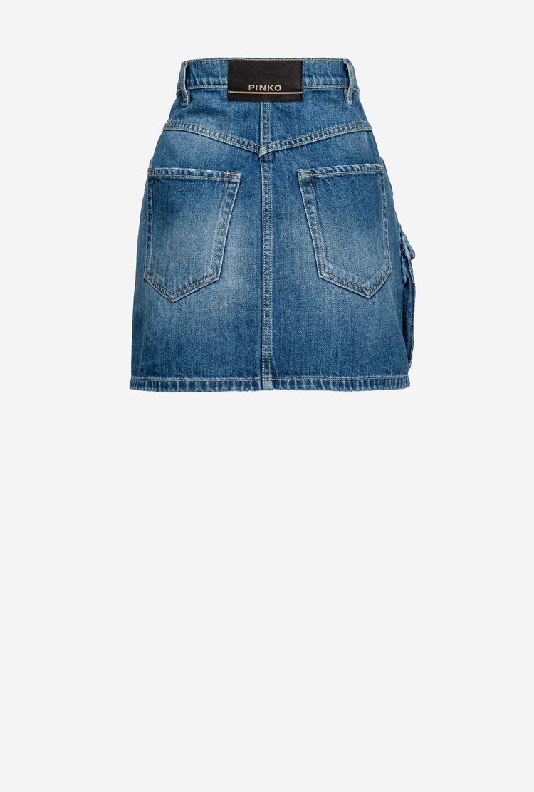 Dark Blue Women's Pinko Cargo-style Denim Mini Skirts | Ireland-89206759